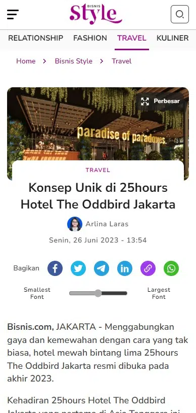25hours Hotel The Oddbird Jakarta on Bisnis.com