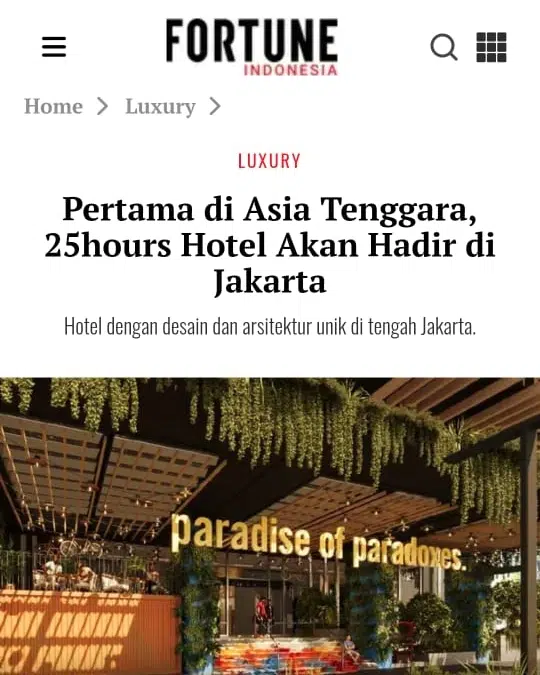 25hours Hotel The Oddbird Jakarta on Fortune Indonesia